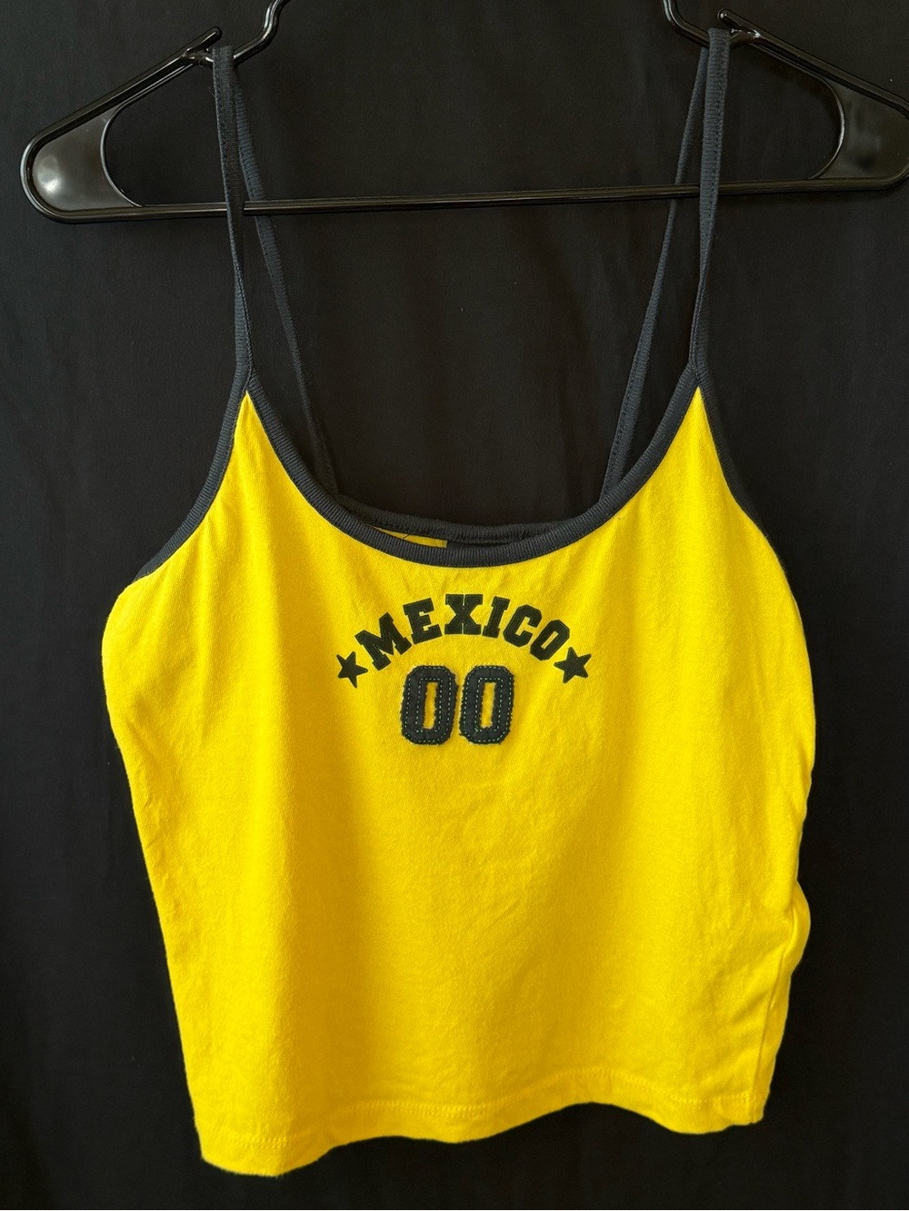 Urban Outfitters Yellow & Black 'Mexico 00' Cropped Cami